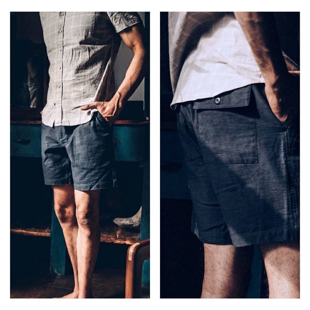 Taylor Stitch Trail Short In Navy Reverse Sateen Mens Retro Organic Cotton NEW - Picture 2 of 13